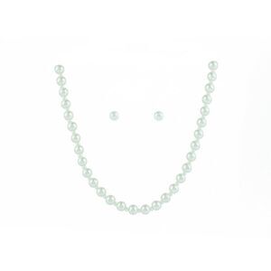 The Skyline Collection Classic Ivory Faux Pearl Necklace and Earring Set